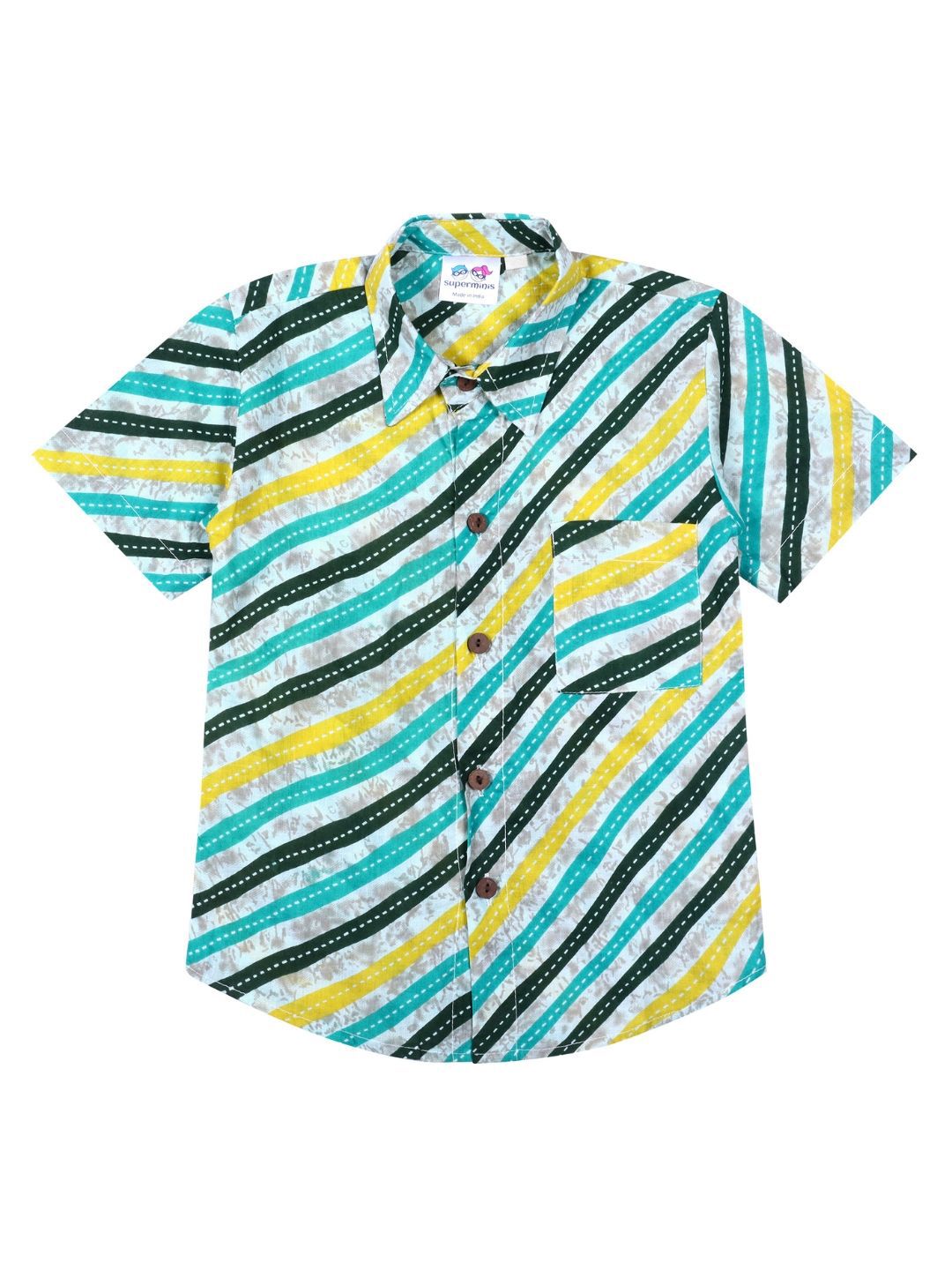 Superminis Boys Modern Spread Collar Vertical Striped Cotton Casual Shirt