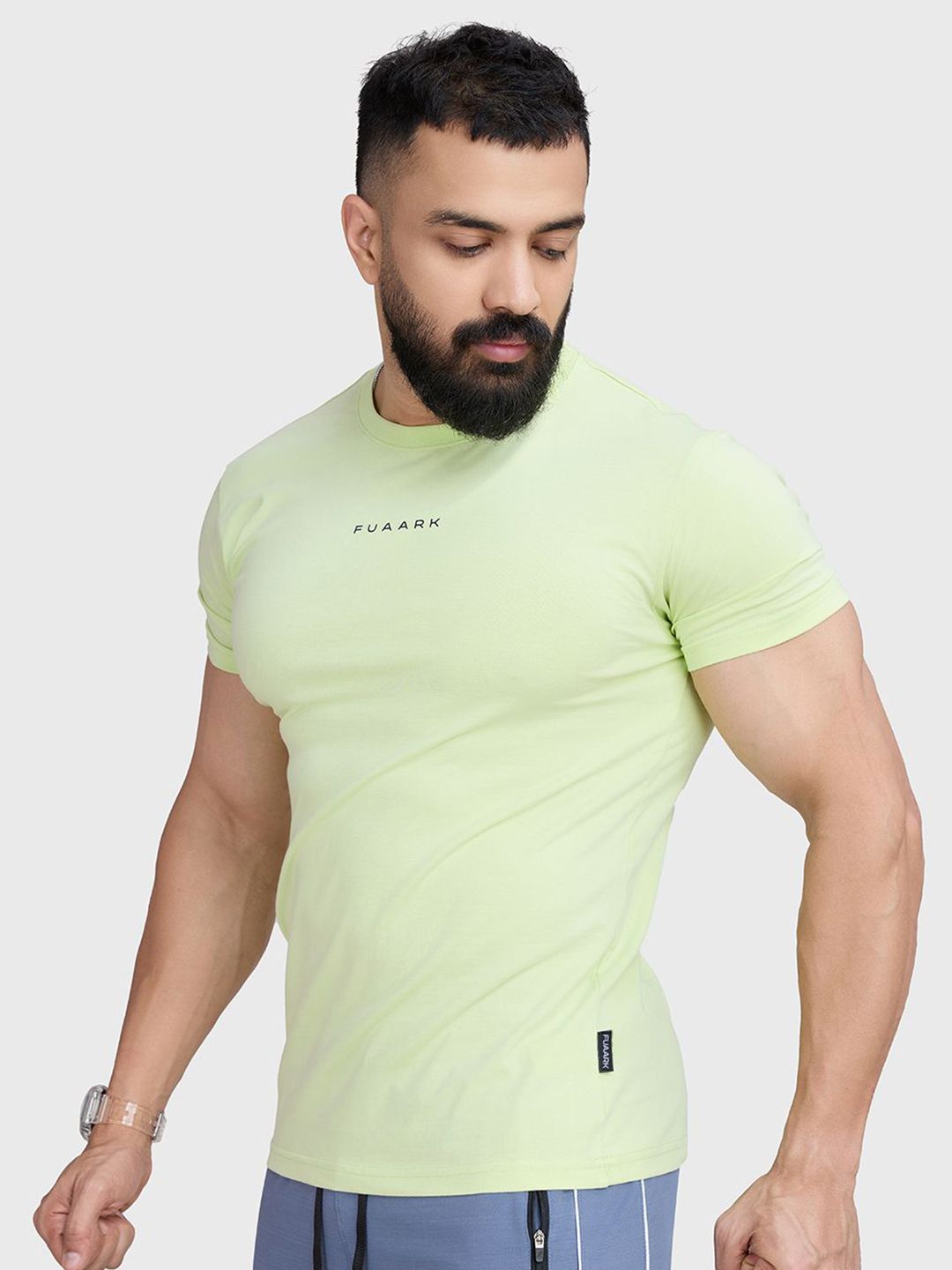 FUAARK Gym Workout Legacy Cotton Round Neck Short Sleeves Compression Fit T-shirt