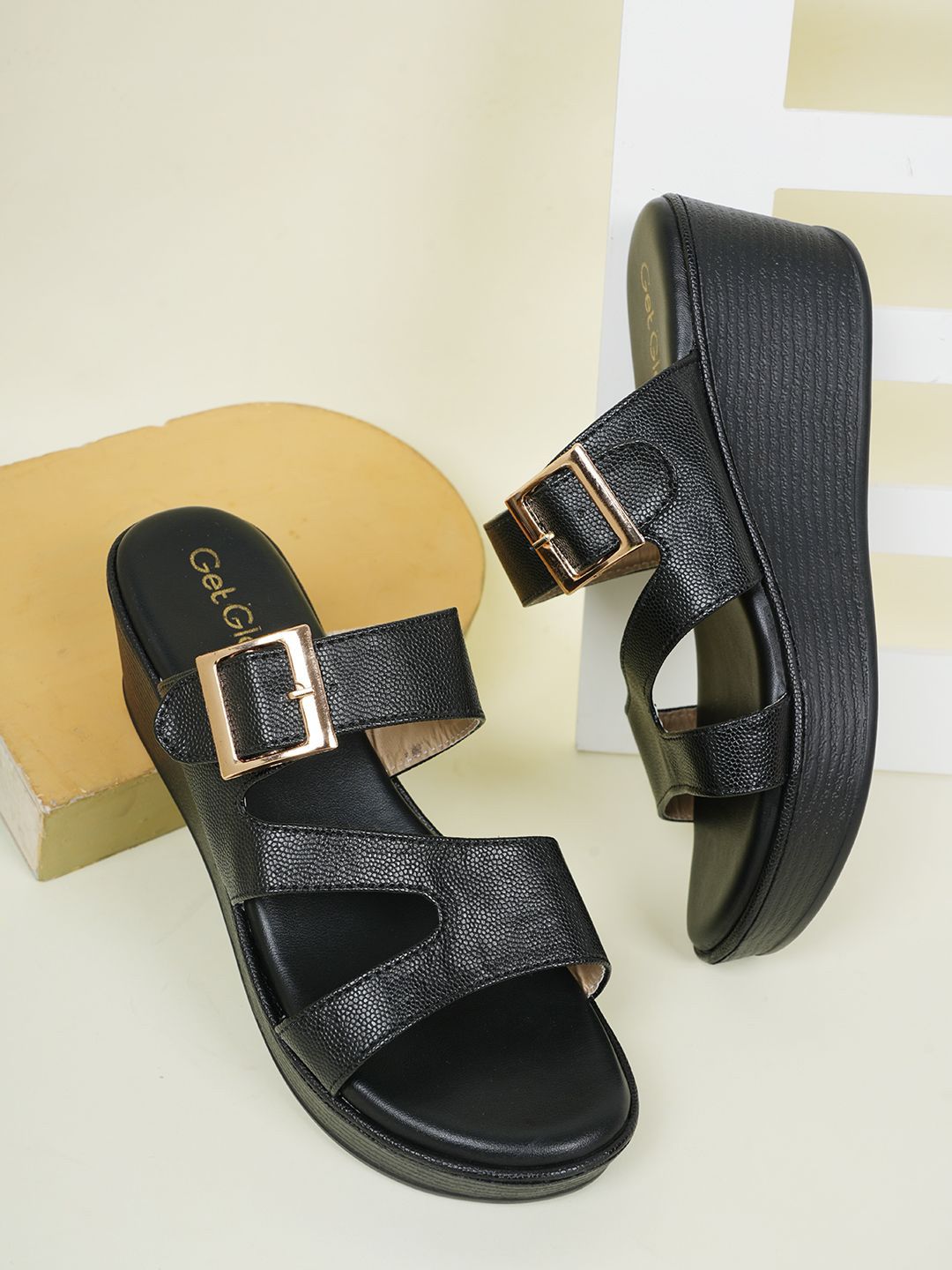 Get Glamr Women Wedge Heels with Buckles
