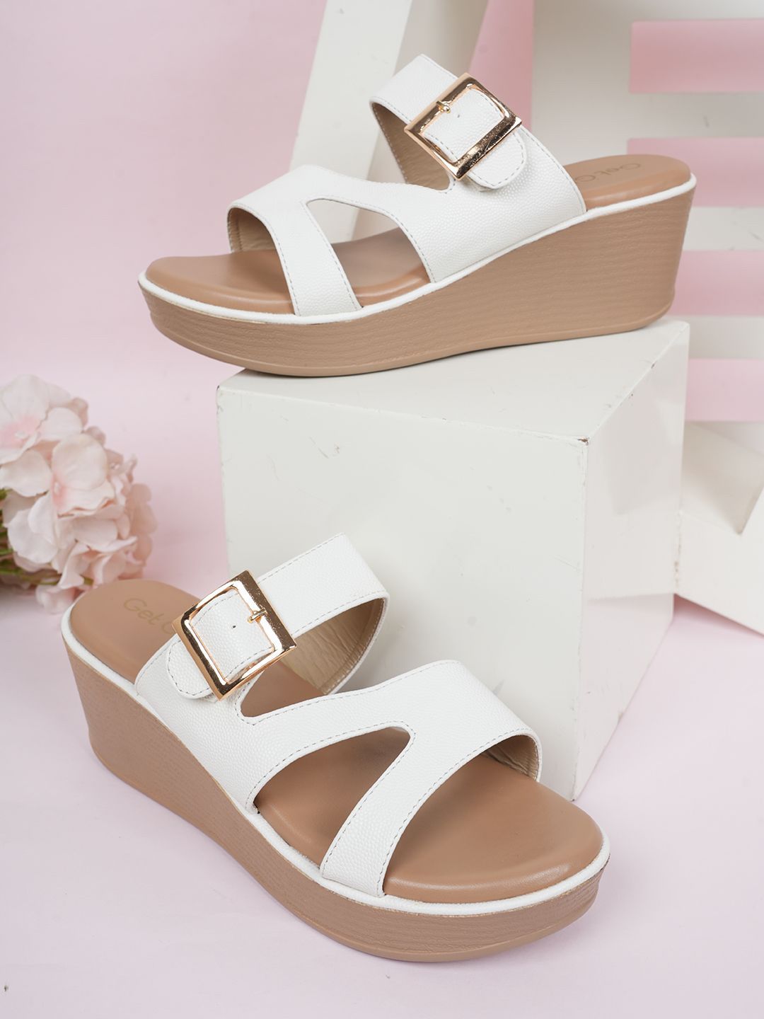 Get Glamr Women Wedge Sandals with Buckles