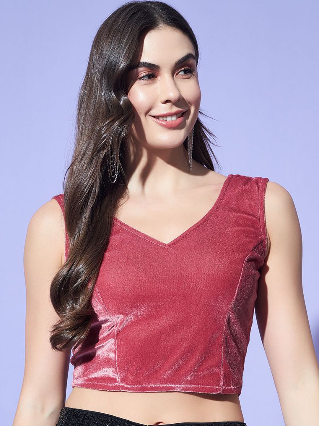 VAARARO V-Neck Velvet Saree Blouse
