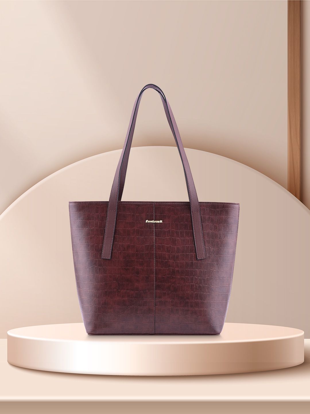 Fastrack Textured Oversized Structured Tote Bag with Tasselled