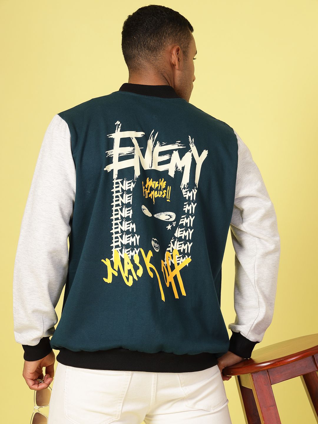 Rigo Men Typography Colourblocked Bomber Jacket