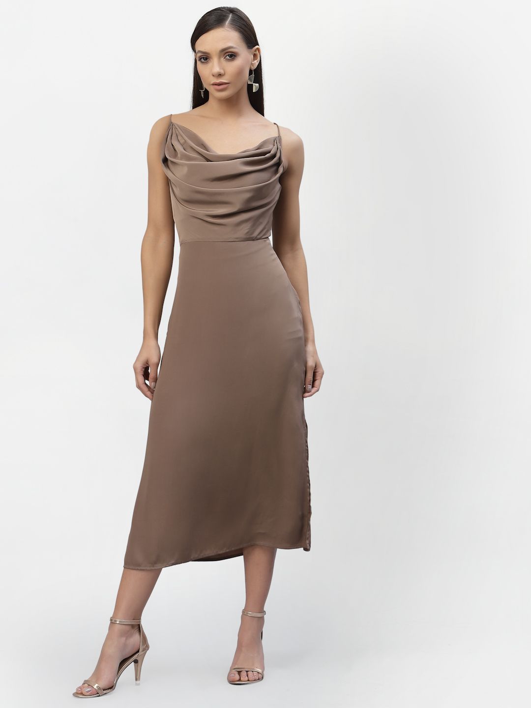 aayu Women Cowl Neck A-Line Midi Dress