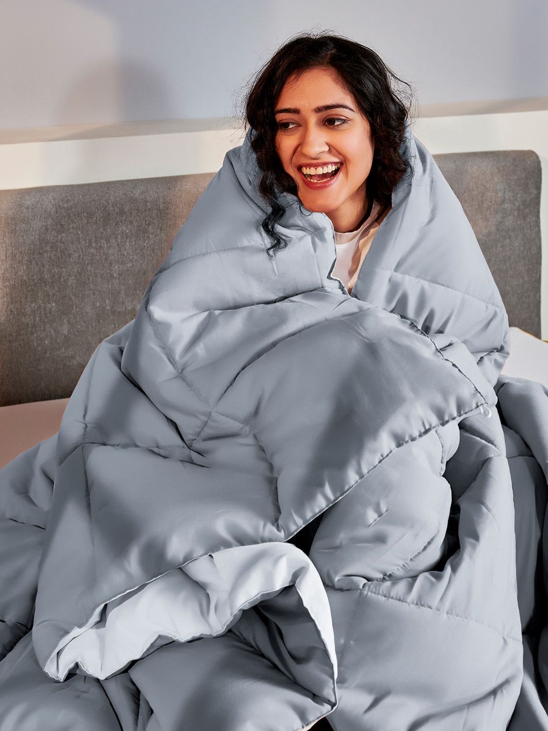 SleepyCat's Rhino Grey & Coconut White Single Reversible Comforter
