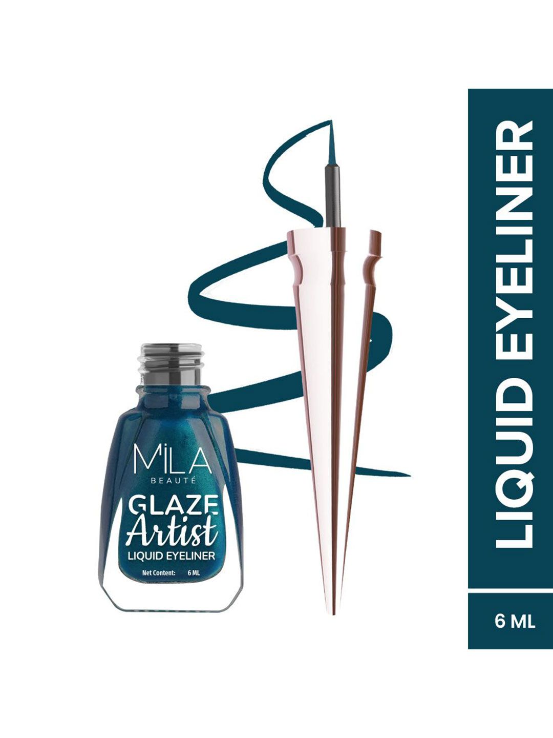 MILA BEAUTE Glaze Artist Water Proof Liquid Eyeliner With Vitamin E - 6ml - Infinite Green