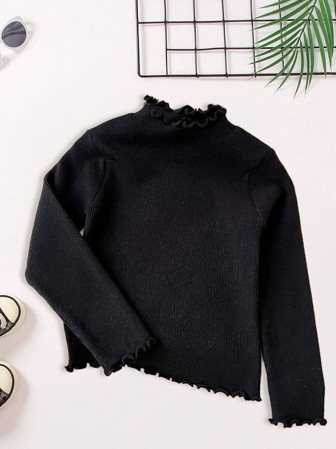 FOREVER FRIDAY Girls Turtle Neck Ribbed Cardigan