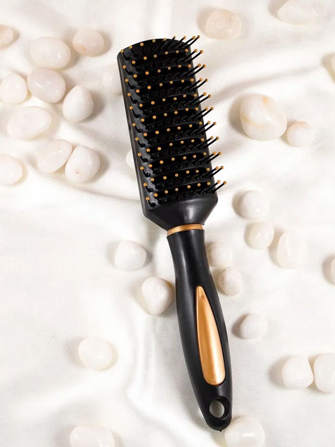 Jewelz Flat Paddle Hair Brush for Effortless Detangling & Smoothening - Black