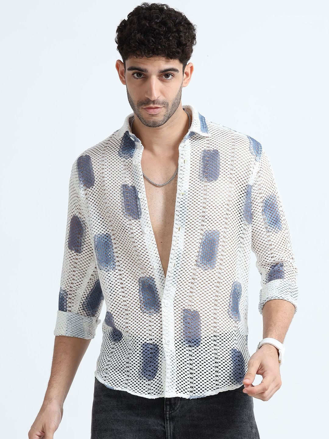 BEVDAAS Men Comfort Spread Collar Textured Cotton Relaxed Fit Casual Shirt