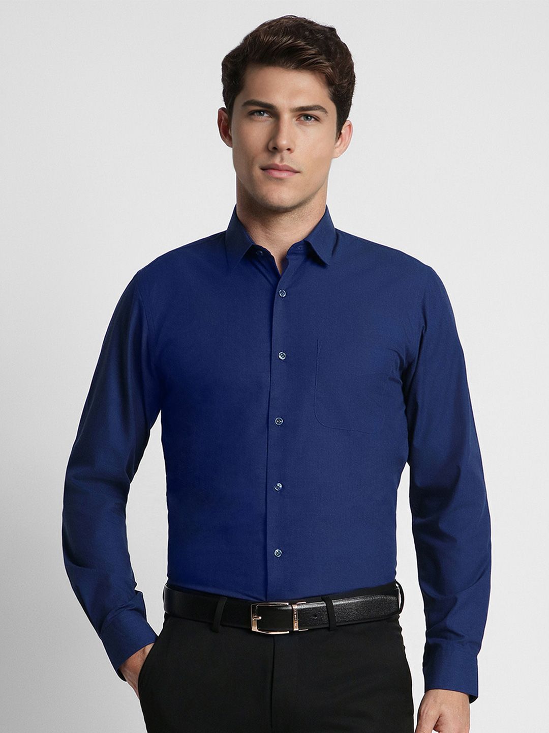 Peter England Men Navy Blue Slim Fit Formal Shirt