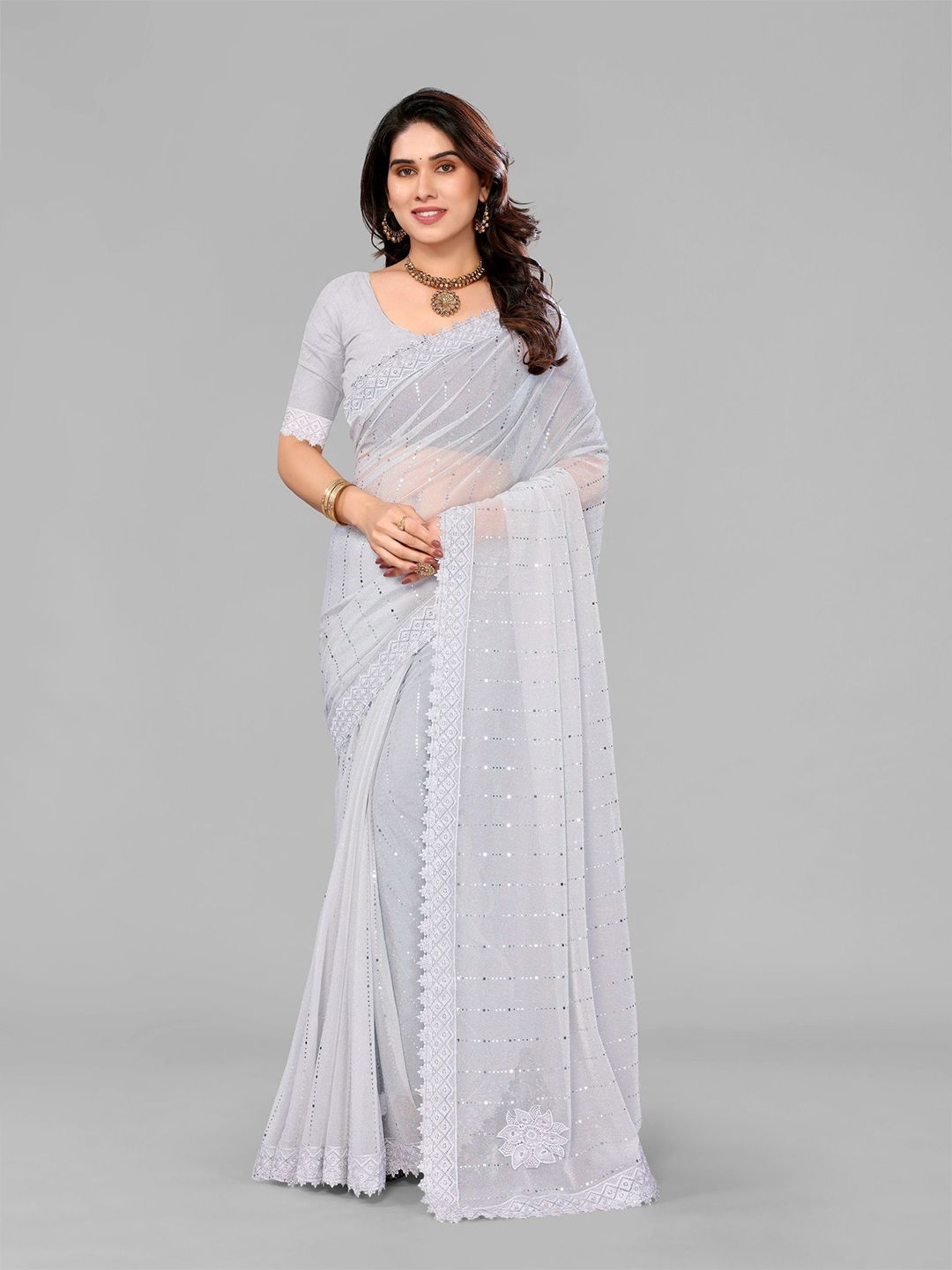 VIJAYA VALLABH Striped Sequinned Saree