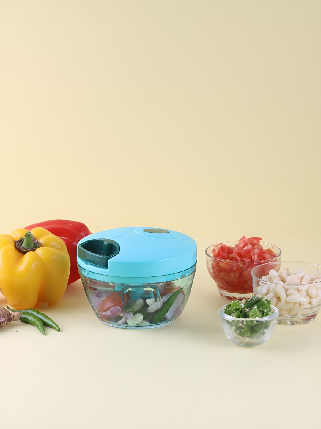 Cello Sea Green Multi Utility Magic Hand Chopper with 3 Stainless steel blades - 450ml