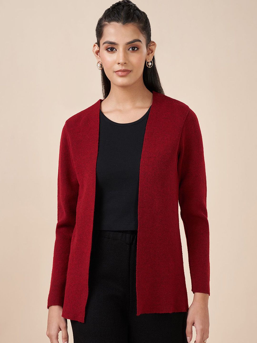 AKKRITI BY PANTALOONS Women V-Neck Long Sleeves Cardigan