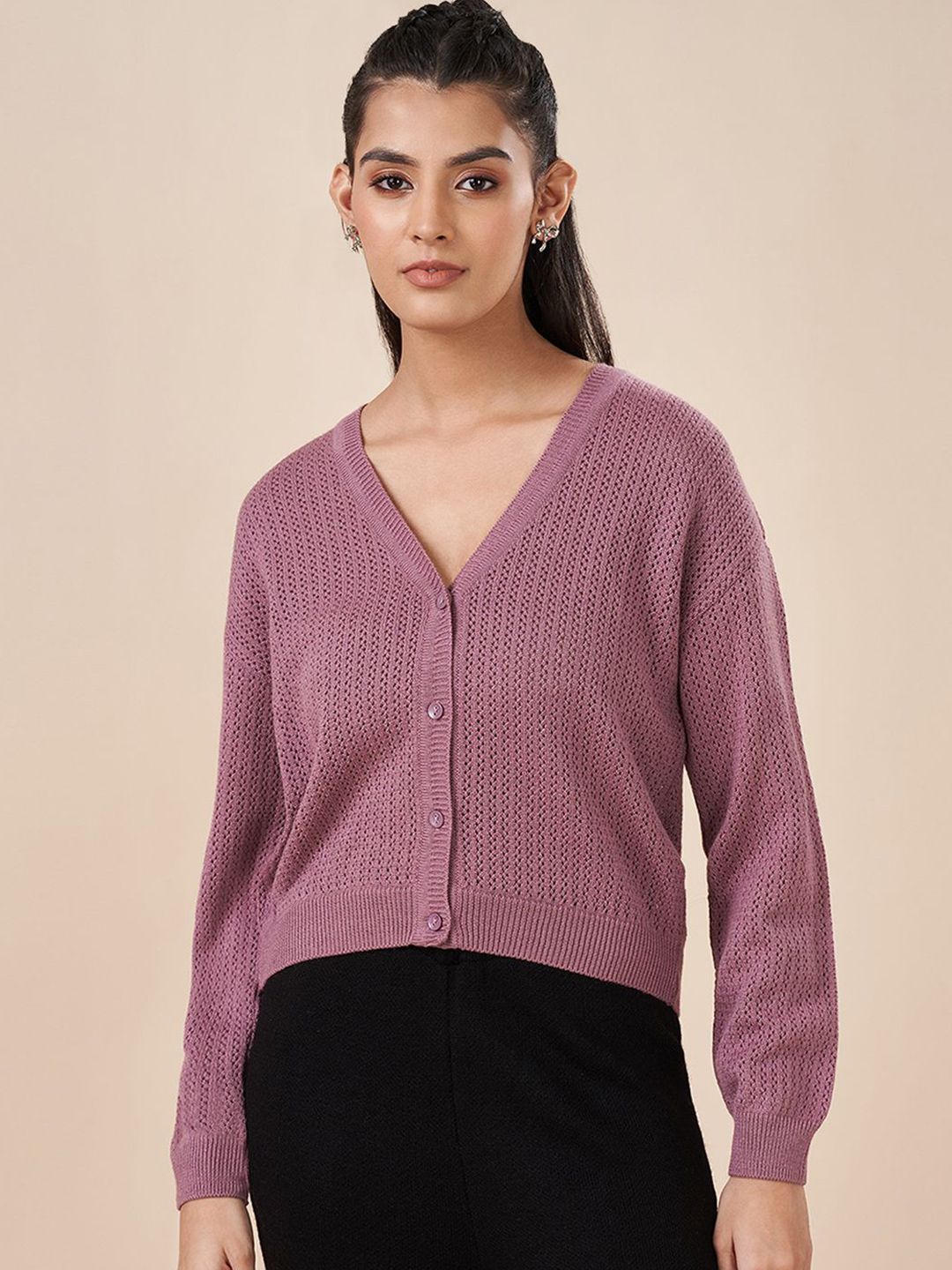 AKKRITI BY PANTALOONS Women V-Neck Cardigan