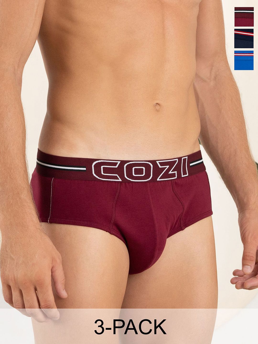 Lux Cozi Pack Of 3 Men Assorted Cotton Basic Briefs COZI_1124_LUXURY_AST_3PC