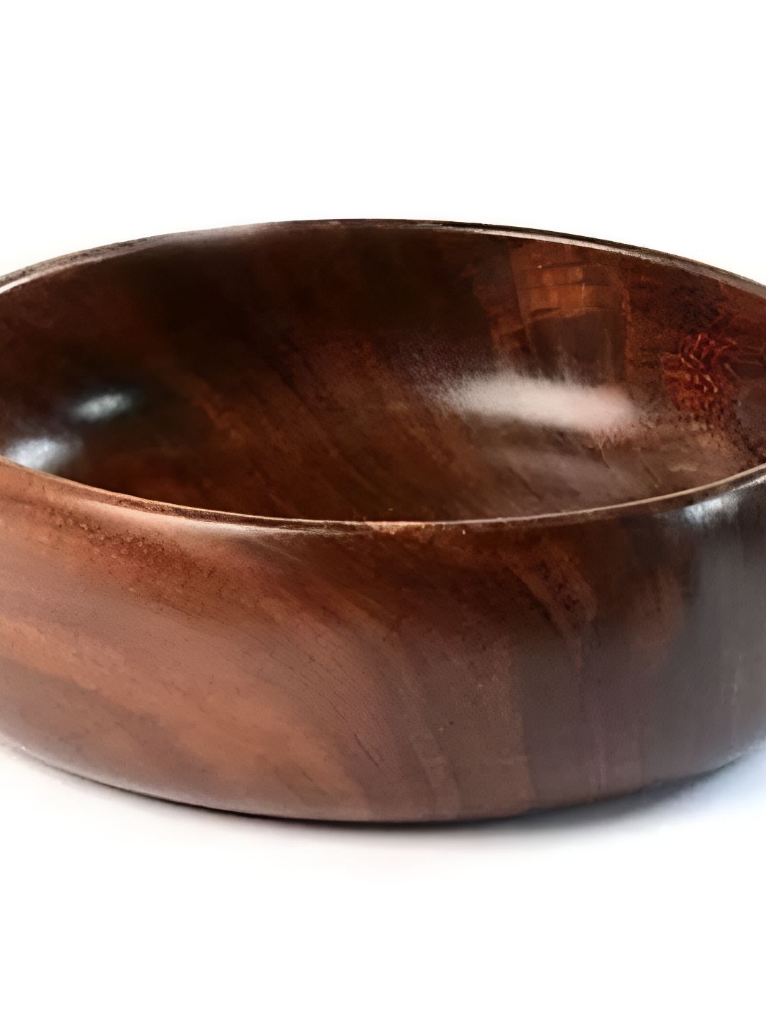 natureCRAFTS Brown 1 Piece Round Shaped Glossy Wooden Serving Bowl