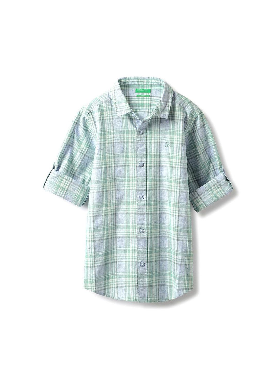 United Colors of Benetton Boys Spread Collar Tartan Checked Cotton Casual Shirt