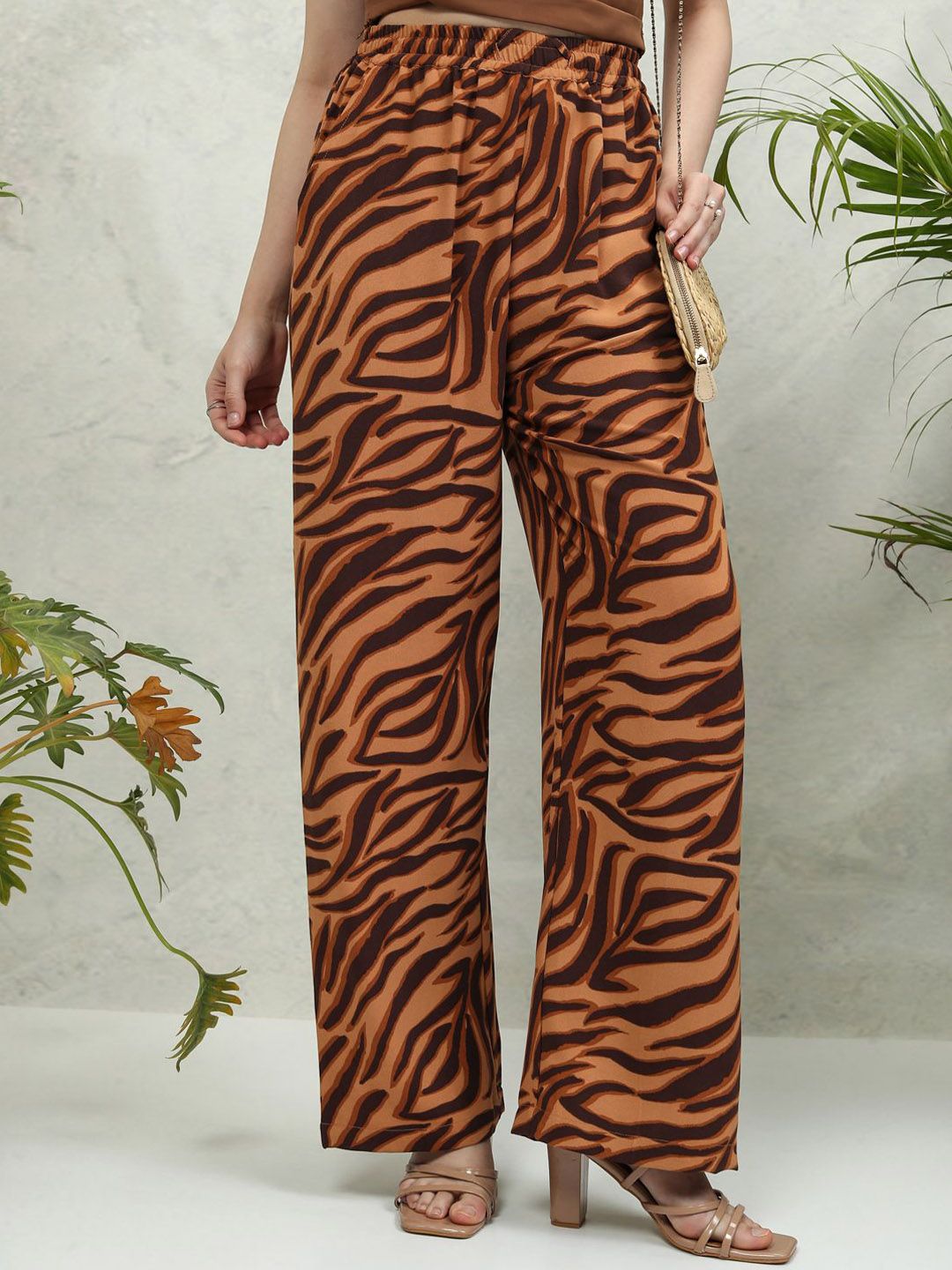 ESPYR By Tokyo Talkies Women Animal Printed Wide Leg Trousers