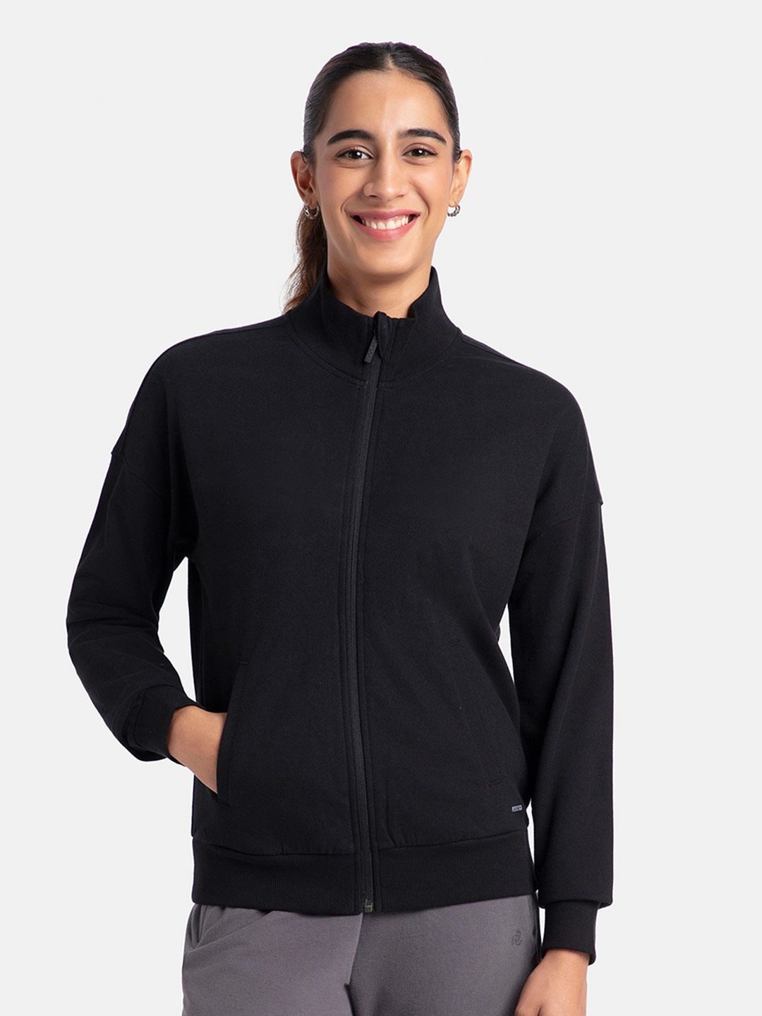 Jockey Super Combed Cotton French Terry Regular Fit Drop Shoulder Styled Jacket-A111