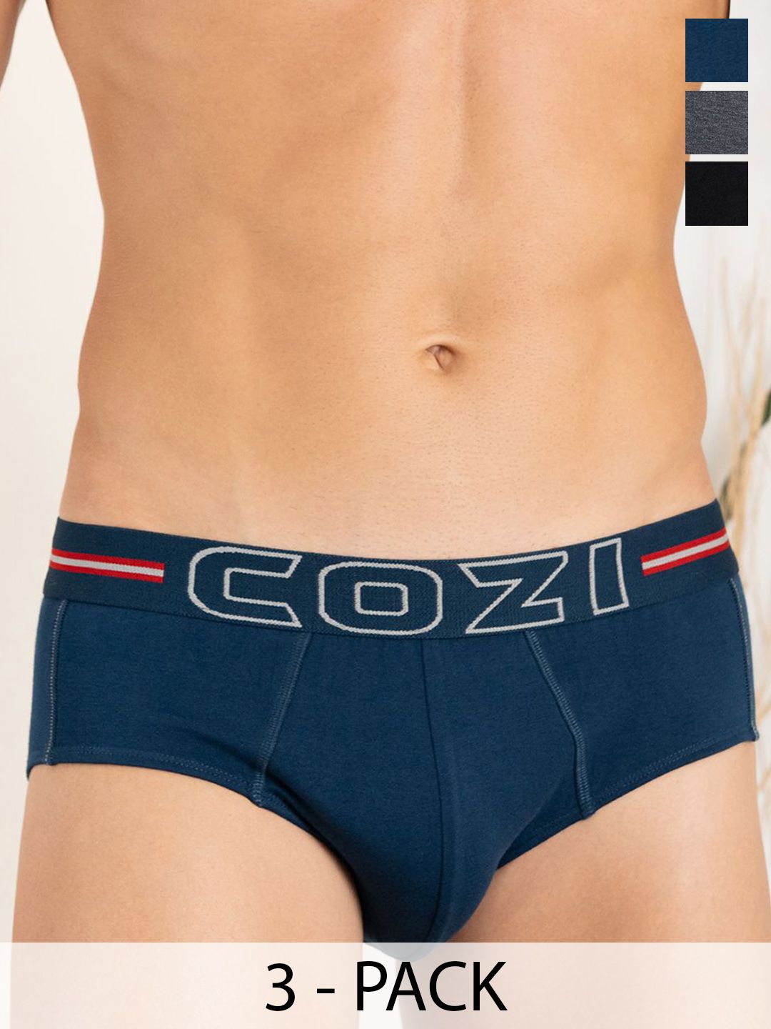 Lux Cozi Pack Of 3 Men Assorted  Mid-Rise Brief COZI_1124_LUXURY_AST1_3PC