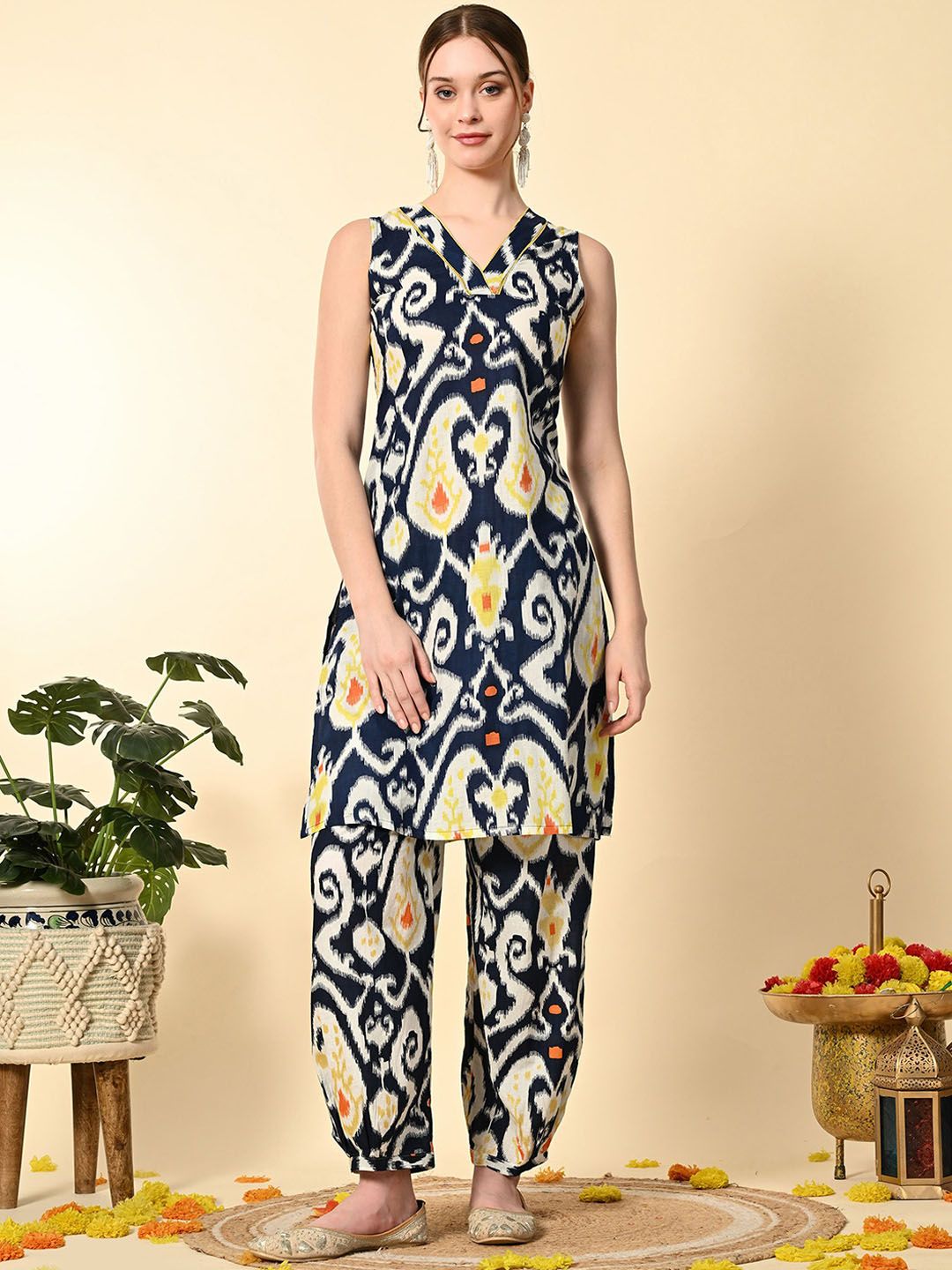Laado - Pamper Yourself Printed Pure Cotton Sleeveless Tunic & Trouser Co-Ords