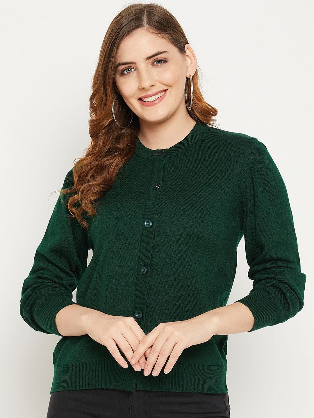 Zigo Women Self Design Woollen Cardigan