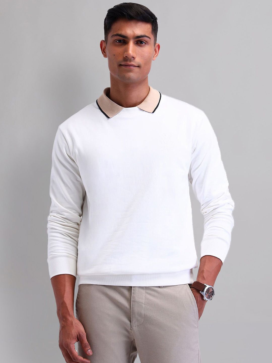 AD By Arvind Men Round Neck Cotton Sweatshirt