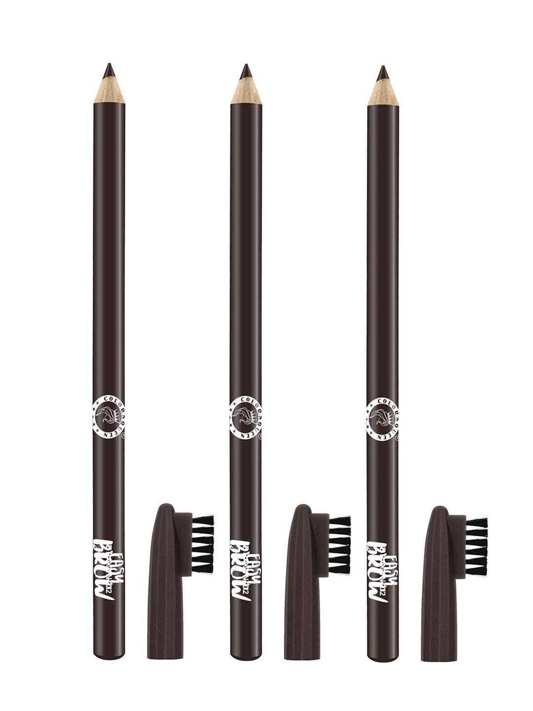 Colors Queen Set Of 3 Easy Brow Professional Eyebrow Pencil - Dark Brown