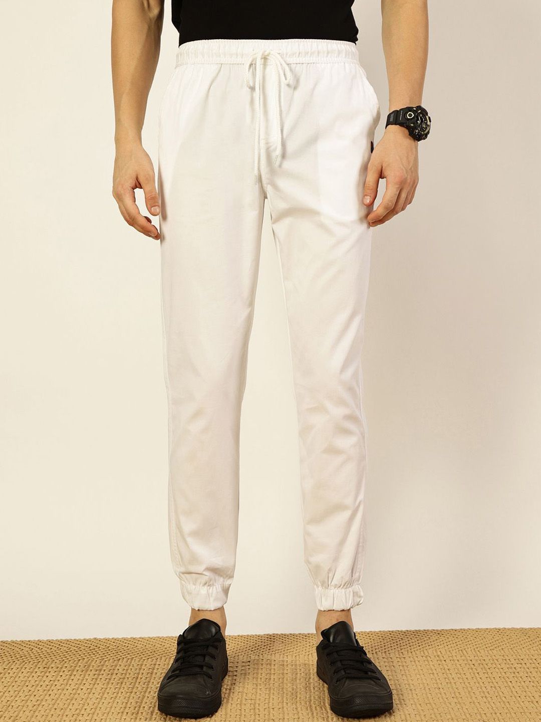 Thomas Scott Men Pure Cotton Smart Slim Fit Easy Wash Joggers Trousers