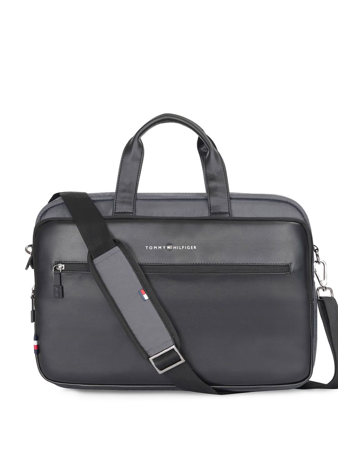 Buy Tommy Hilfiger Solid Structured Adjustable Strap Laptop Bag   14 Inches -  - Accessories for Unisex