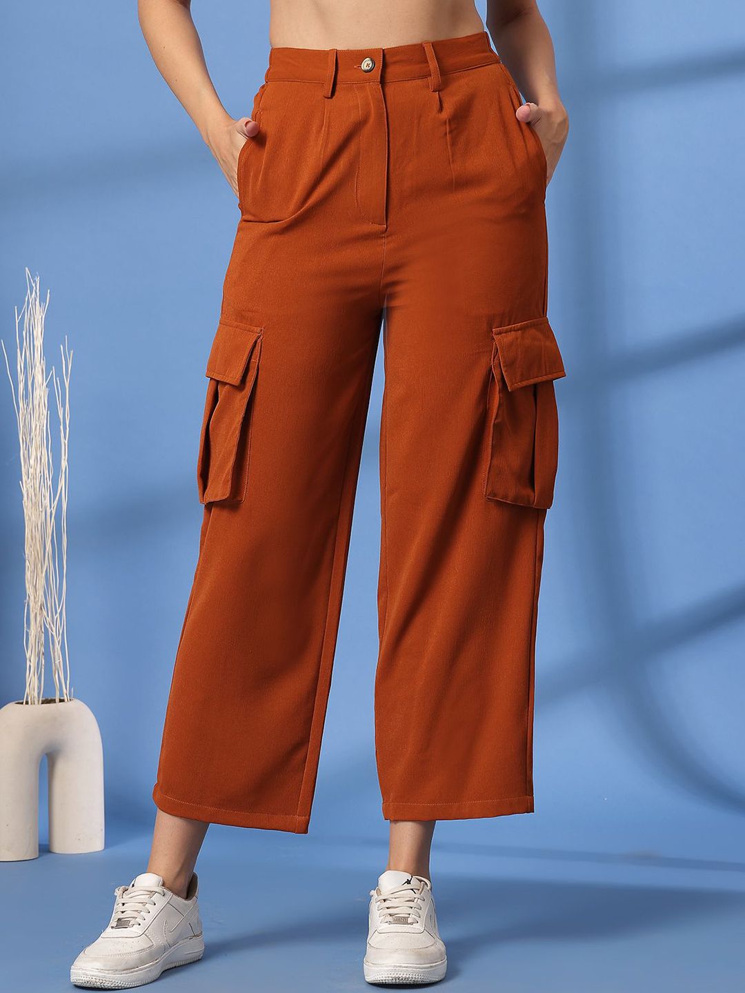 plusS Women Regular Fit Pleated Trousers