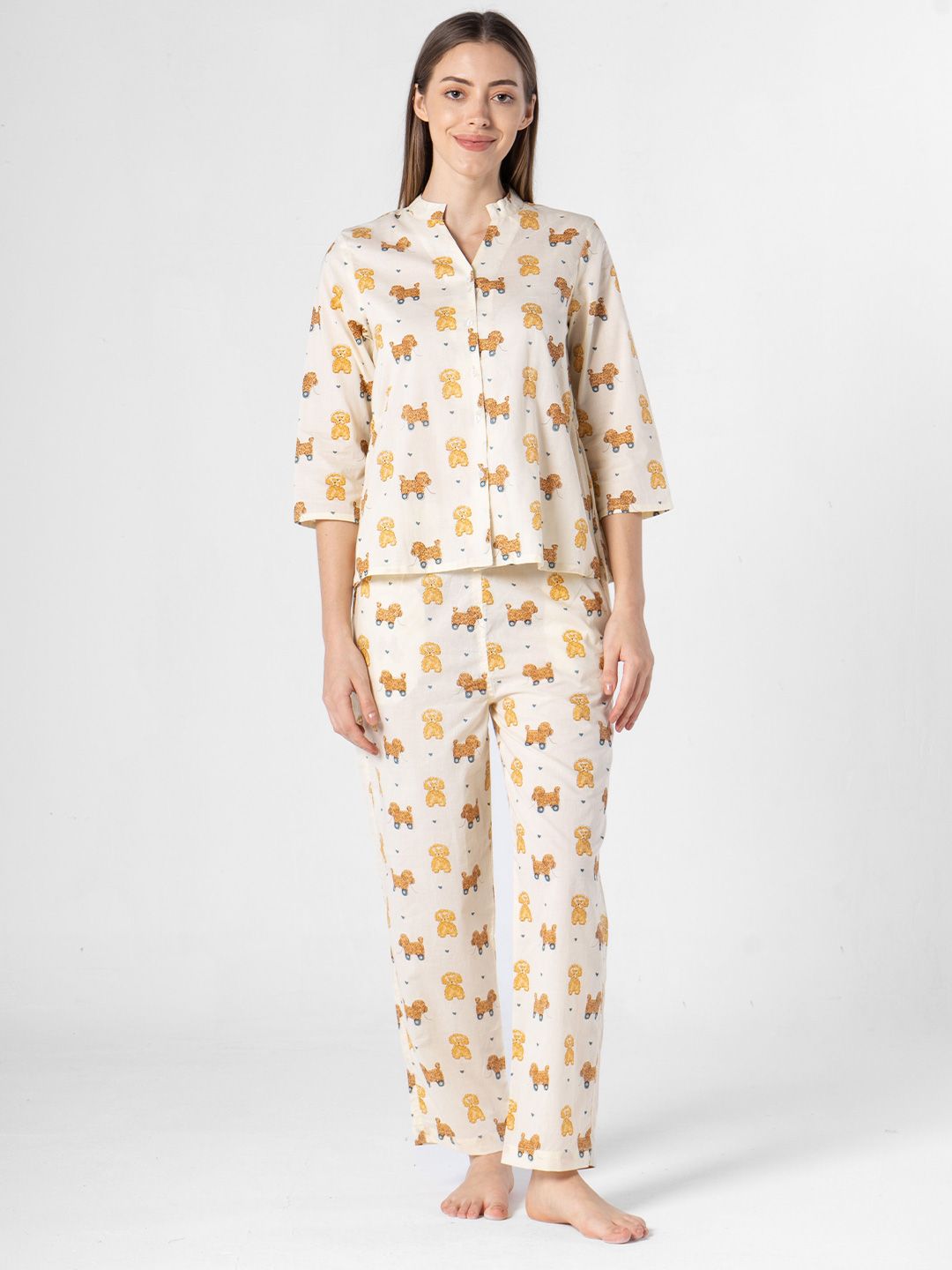 SANSKRUTIHOMES Women Printed Pure Cotton Night suit