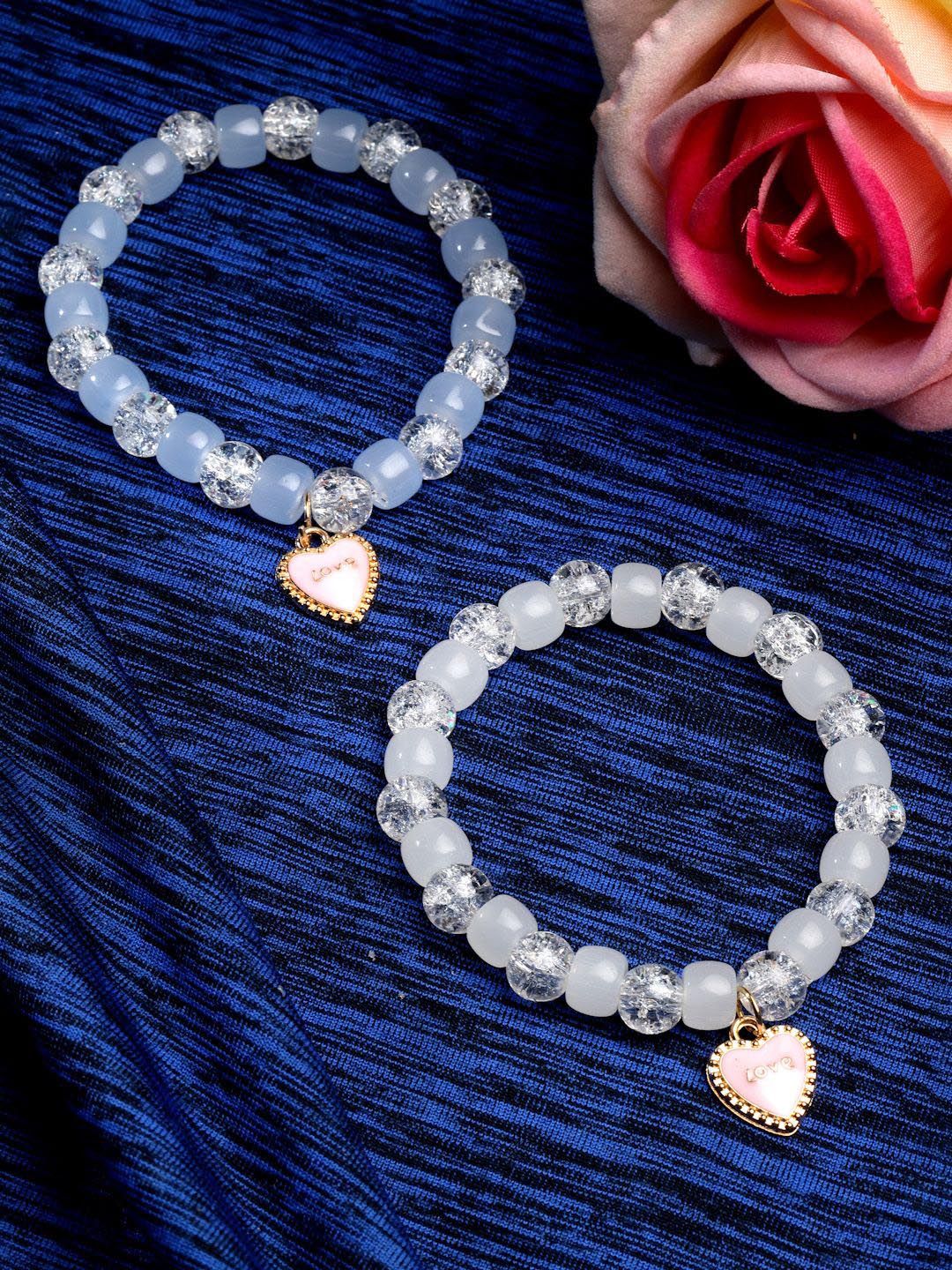 Stoln Women Set Of 2 Crystal Beaded Charm Bracelet