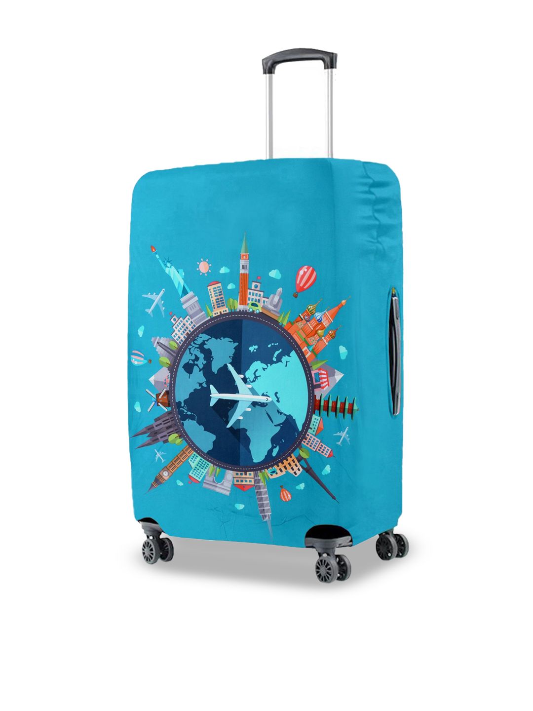 Cortina Turquoise Blue Printed Protective Large Luggage Cover