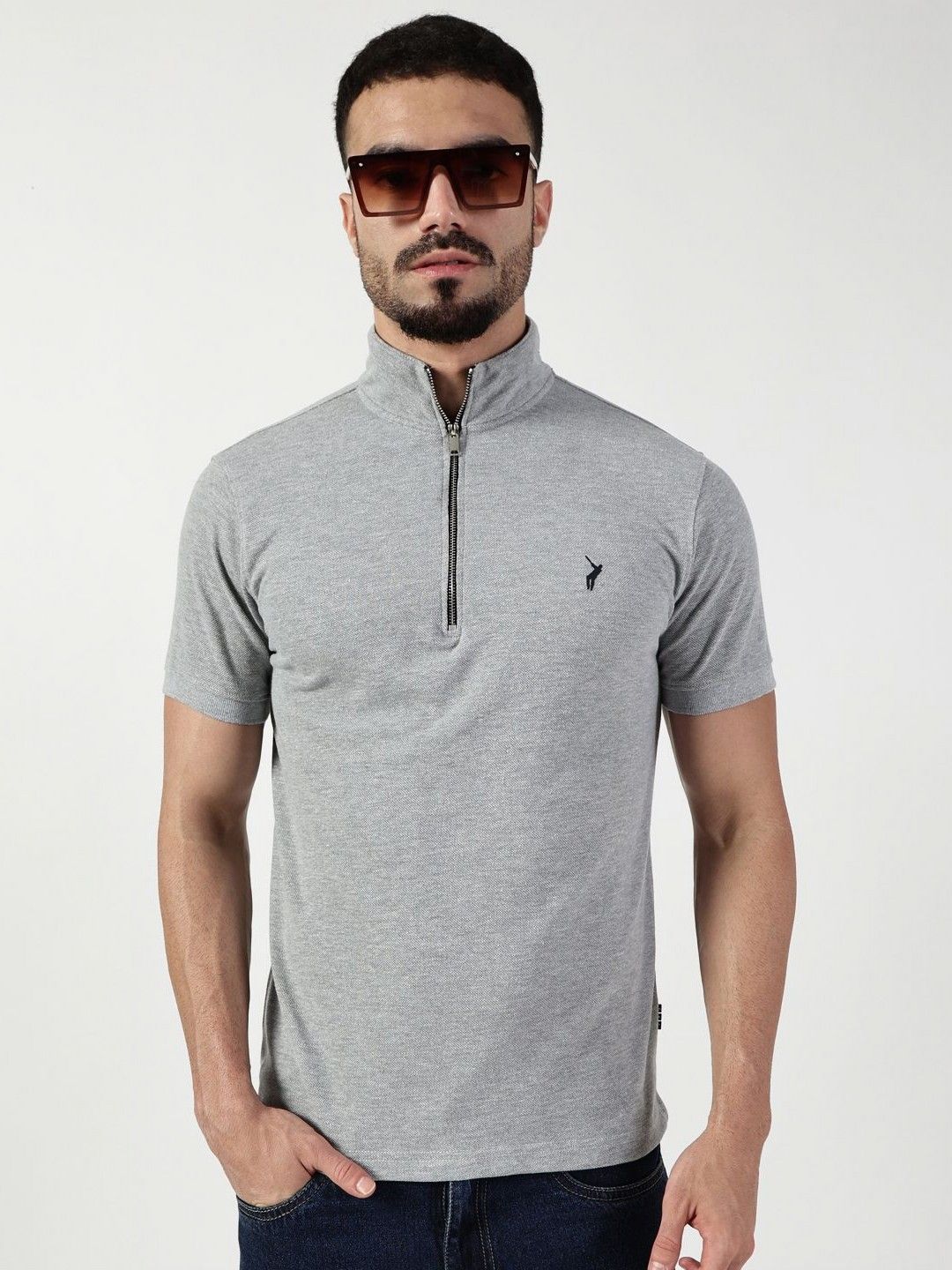 Thomas Scott Men High Neck Solid Casual Slim Fit T-shirt