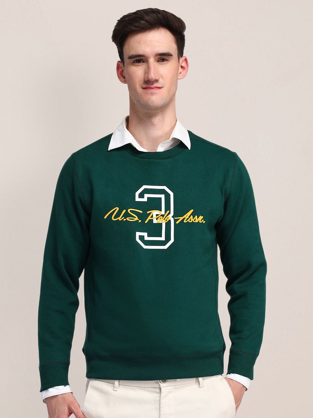 U.S. Polo Assn. Men Alphanumeric Printed Cotton Sweatshirt