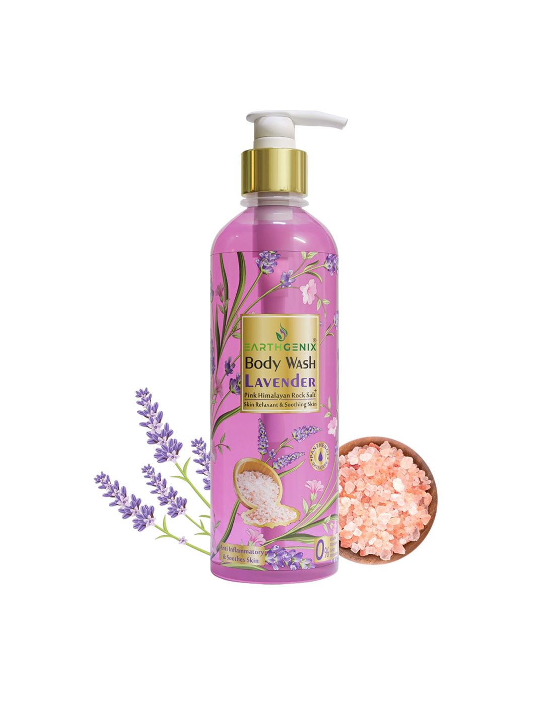Earthgenix Lavender With Pink Himalayan Rock Salt Body Wash & Loofah- 500 ml