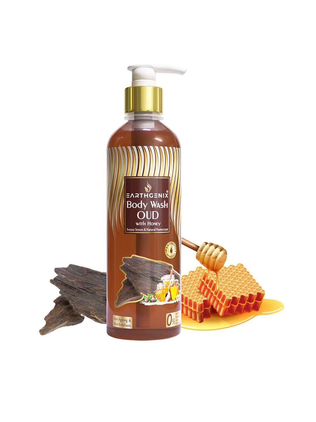 Earthgenix Body Wash Oud With Honey & Loofah - 300 ml