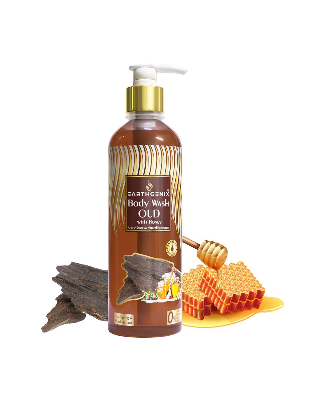 Earthgenix Body Wash Oud With Honey & Loofah - 500 ml