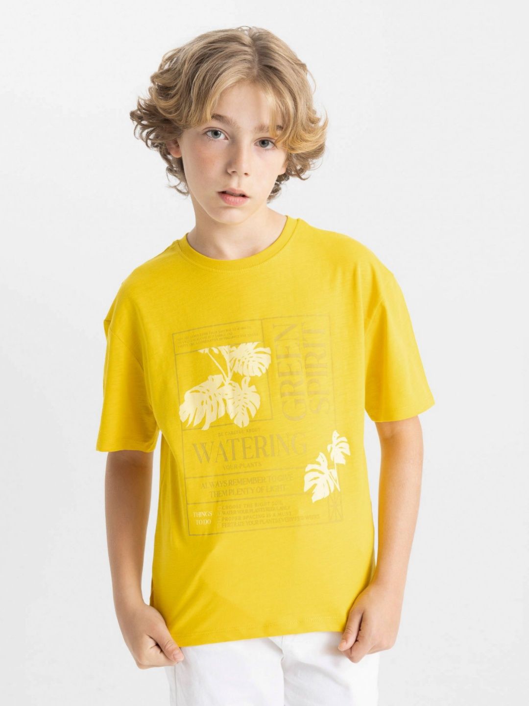 DeFacto Boys Floral Printed Round Neck Cotton T-shirt