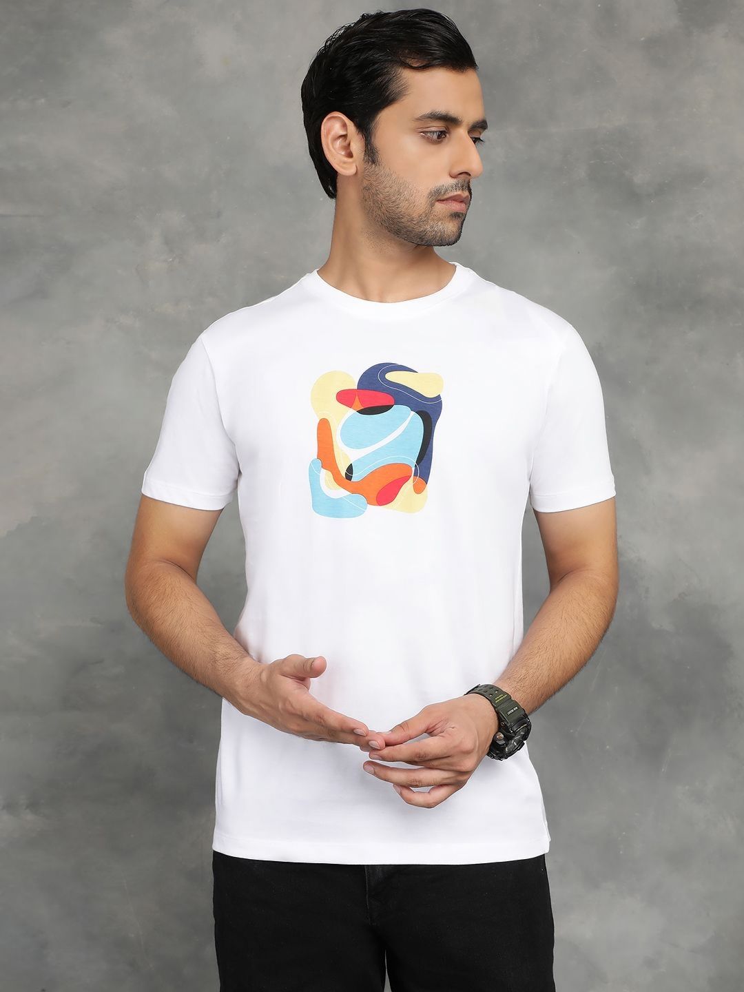 Greenfibre Men Graphic Printed Round Neck Pure Cotton Slim Fit T-shirt