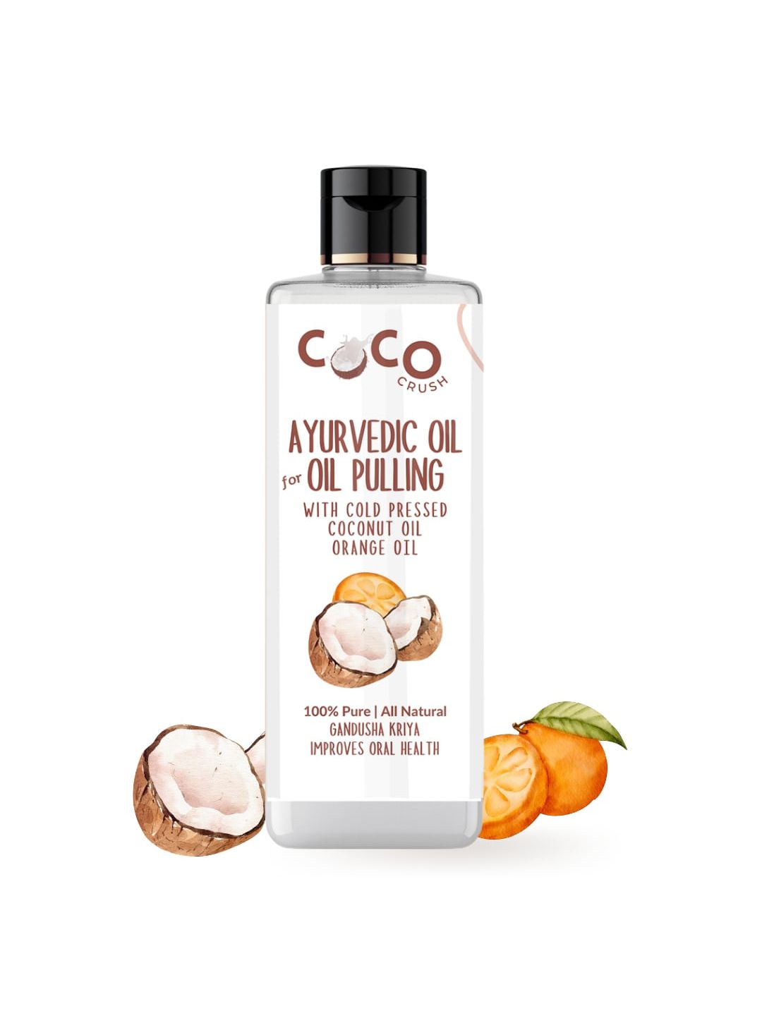 Coco Crush Ayurvedic Coconut Oil For Oil Pulling Infused With Orange Oil-50ml