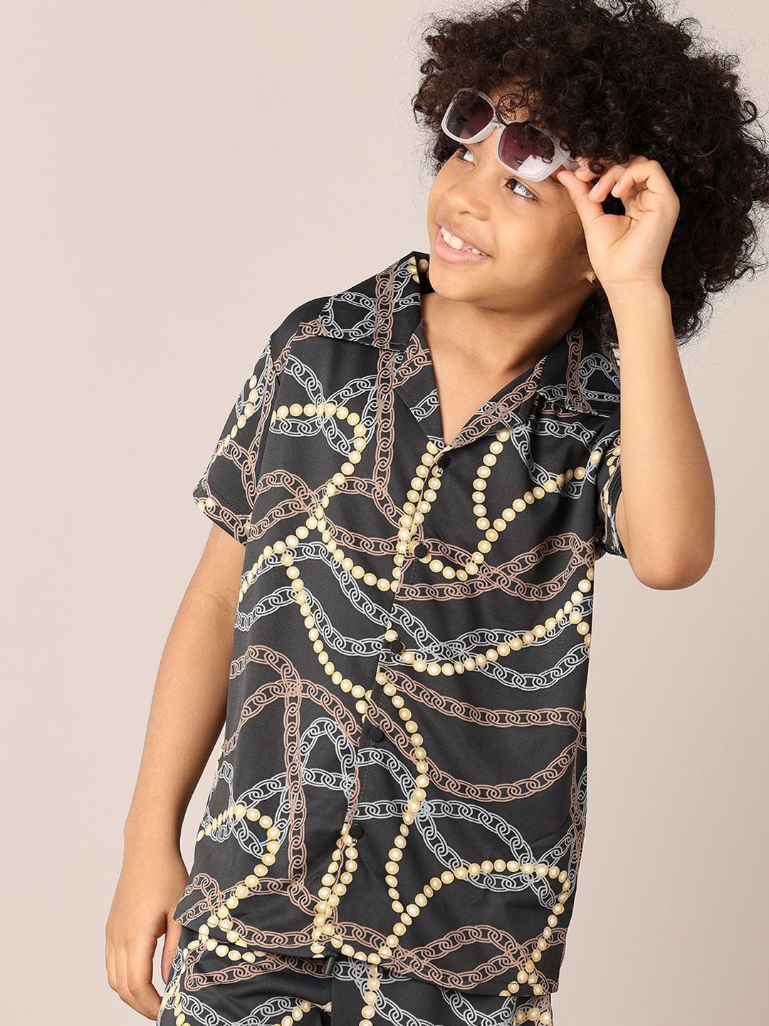 V-Mart Boys Printed Pure Cotton Shirt With Shorts