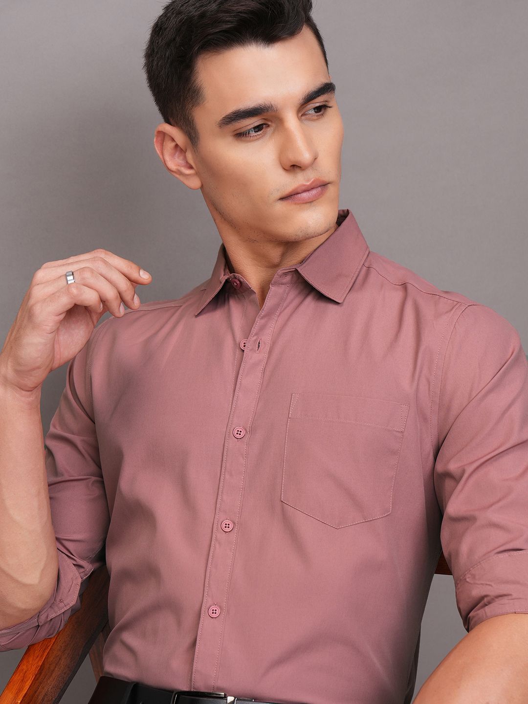 HIGHLANDER Men Satin Slim Fit Shirt
