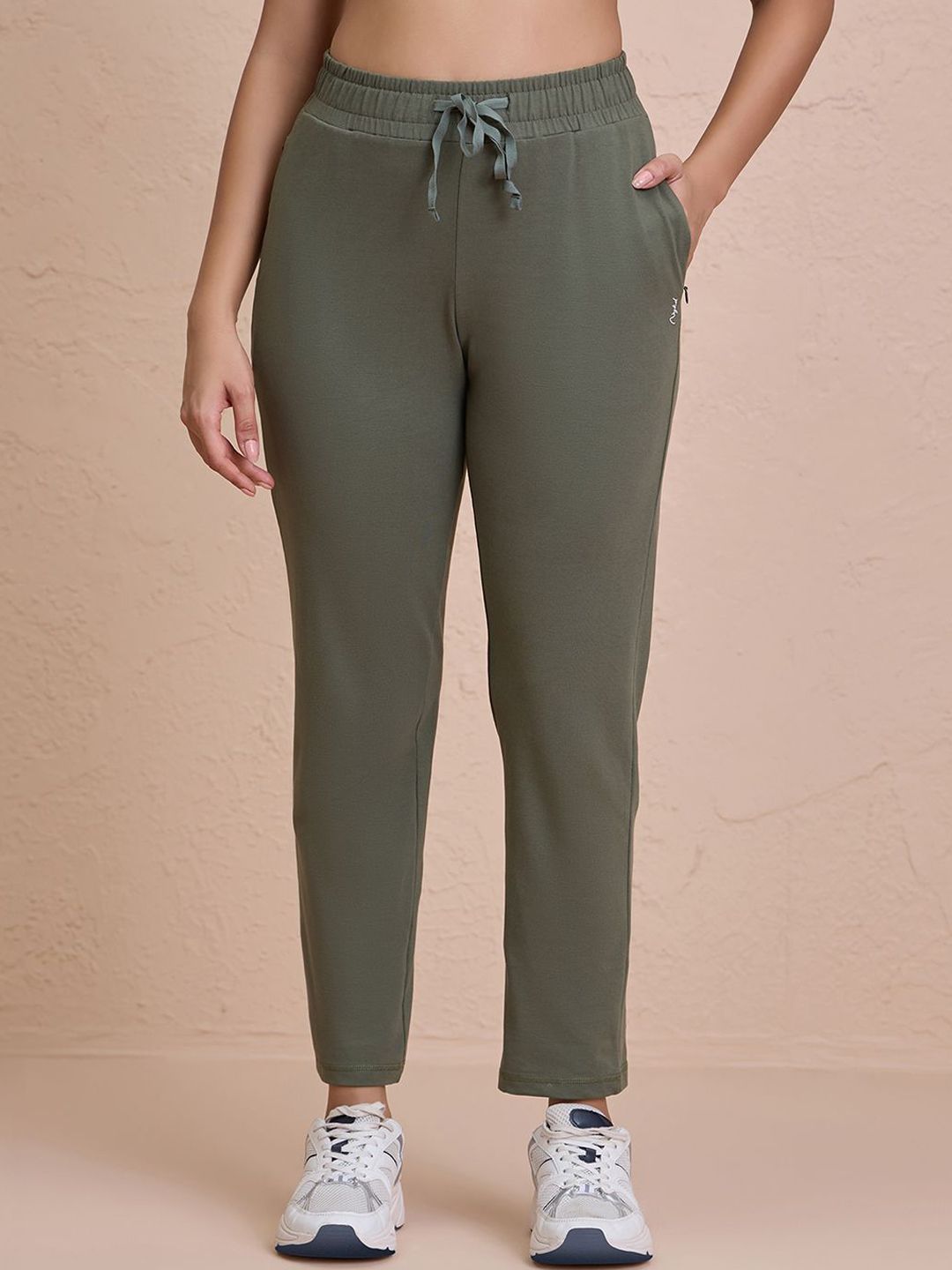 Nykd Cotton Relaxed Travel Pants with Secure Zip Pockets NYAT502-Olive