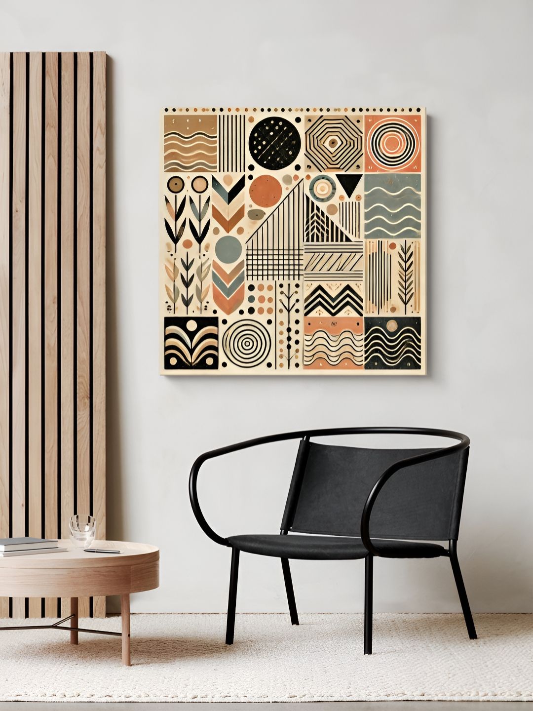 999Store Beige & Black Tribal Patterns Canvas Wall Art