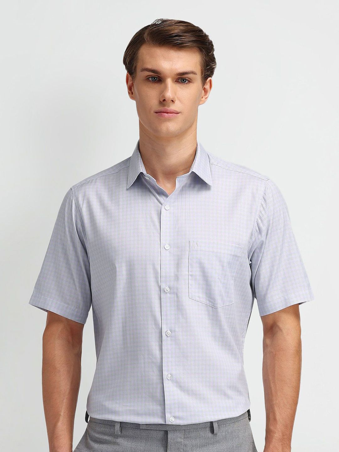 Arrow Stretchable Lightweight Liberty Classic Fit Micro CheckedShirt
