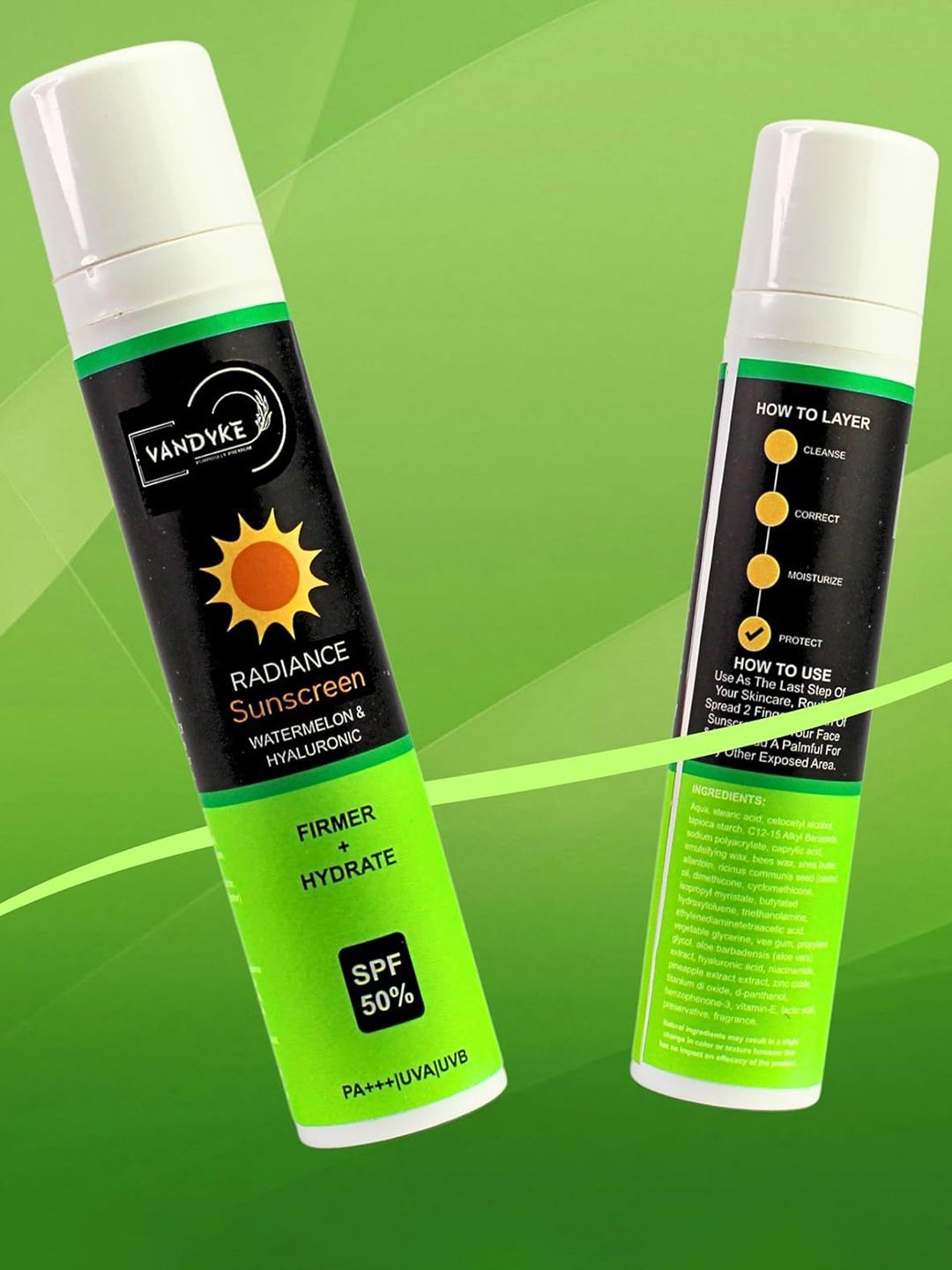 Buy VANDYKE Radiance Sunscreen SPF 50 PA+++ UVA| UVB With Watermelon & Hyaluronic  50g -  - Personal Care for Unisex