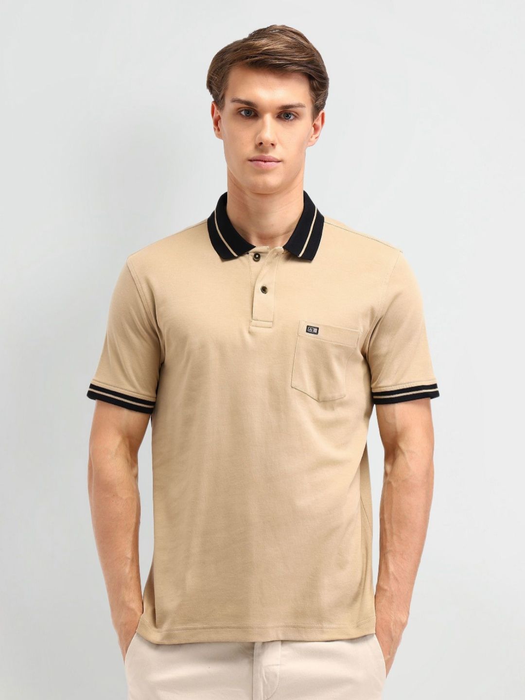 Arrow Sport Men Solid Polo Collar Cotton T-shirt