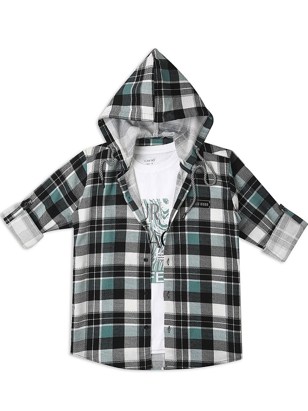 CAVIO Boys Comfort Checked Casual Shirt Comes With Jacket
